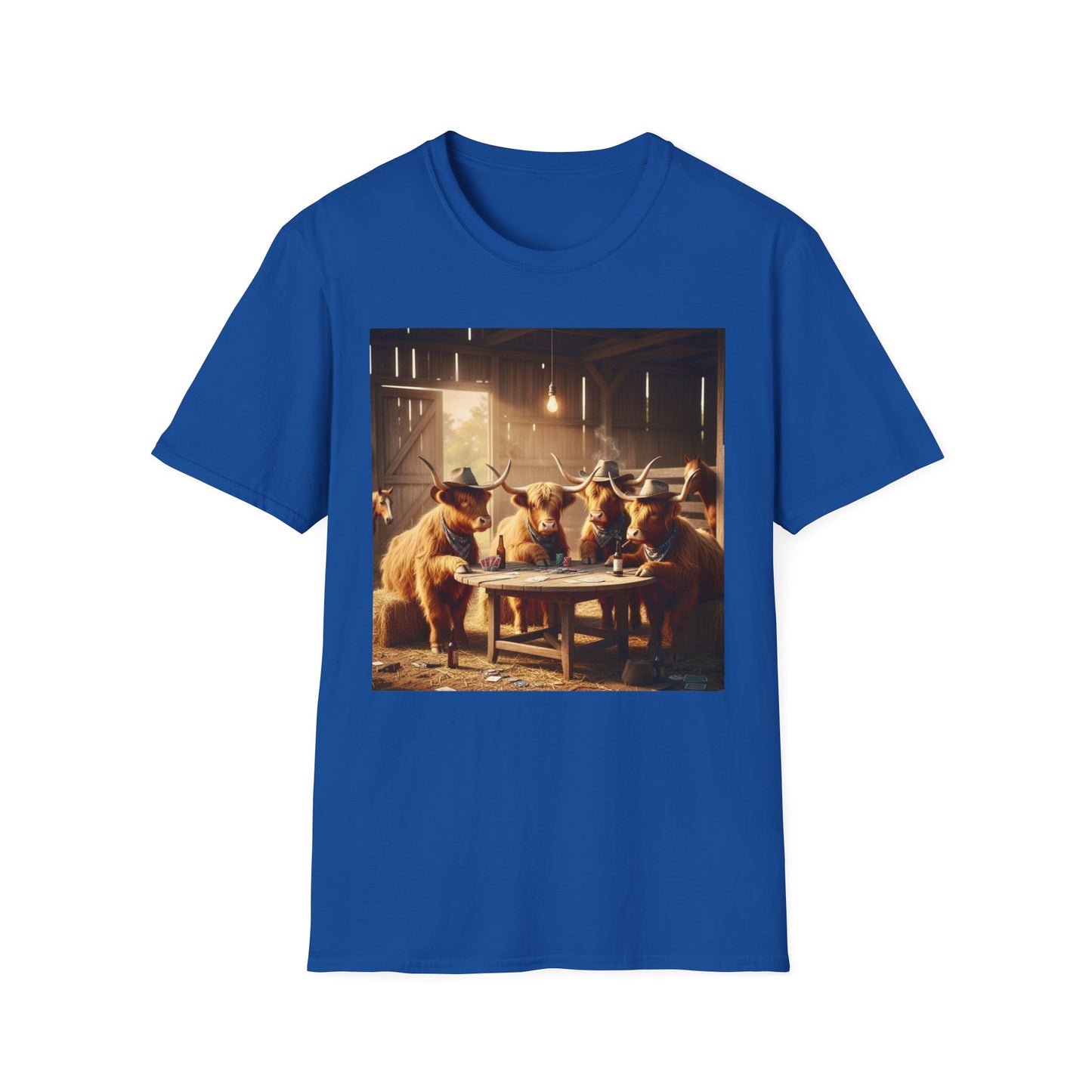 Highland Cows Playing Poker T-Shirt — Funny Farm Animal Poker Tee