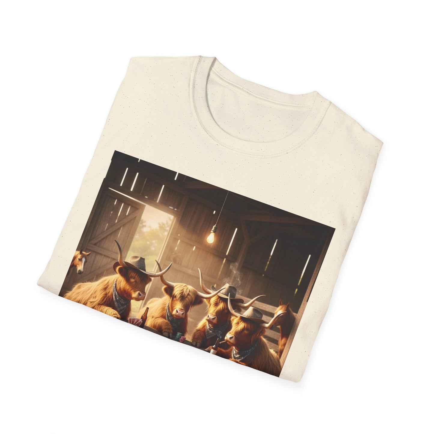 Highland Cows Playing Poker T-Shirt — Funny Farm Animal Poker Tee