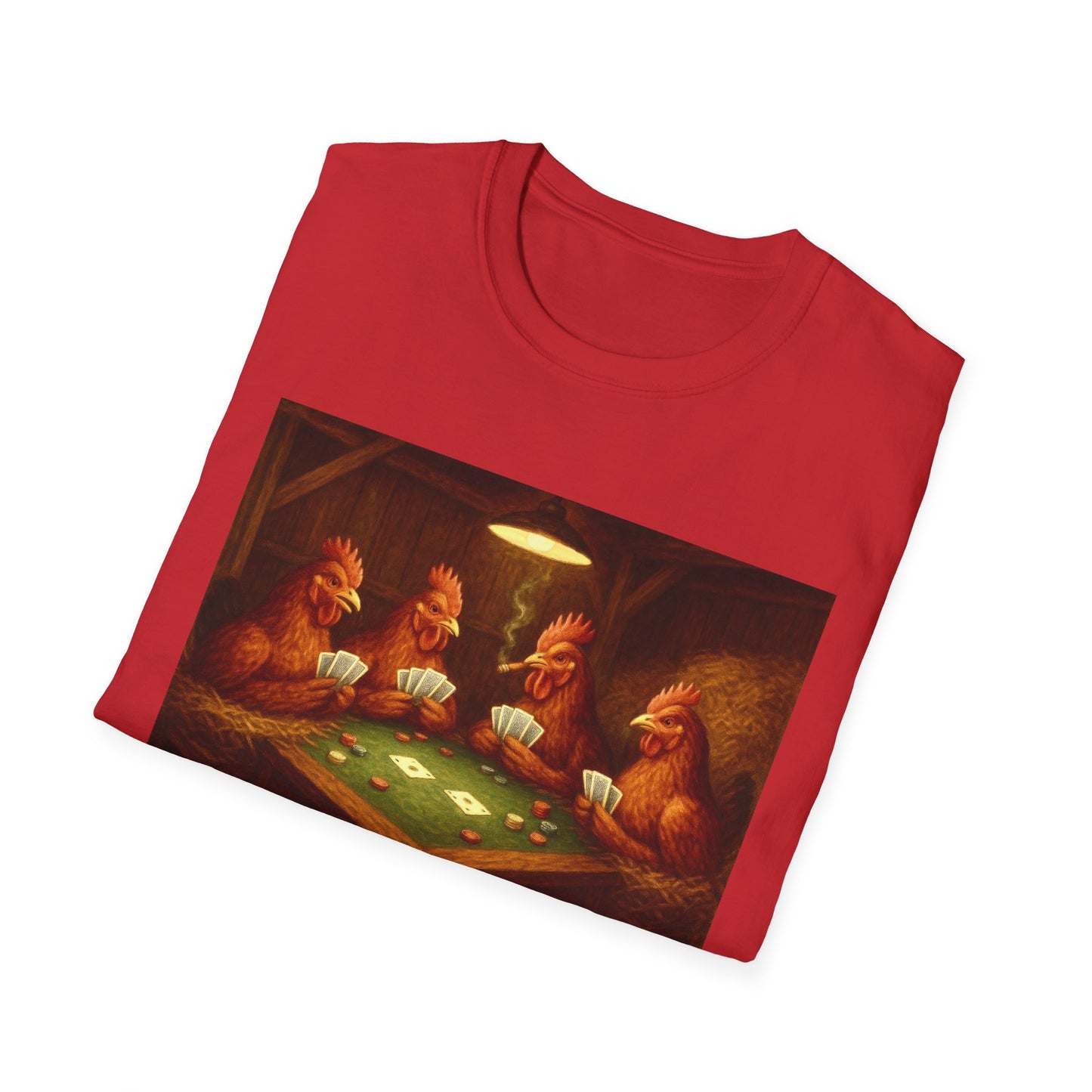 Red Chickens Playing Poker Tee