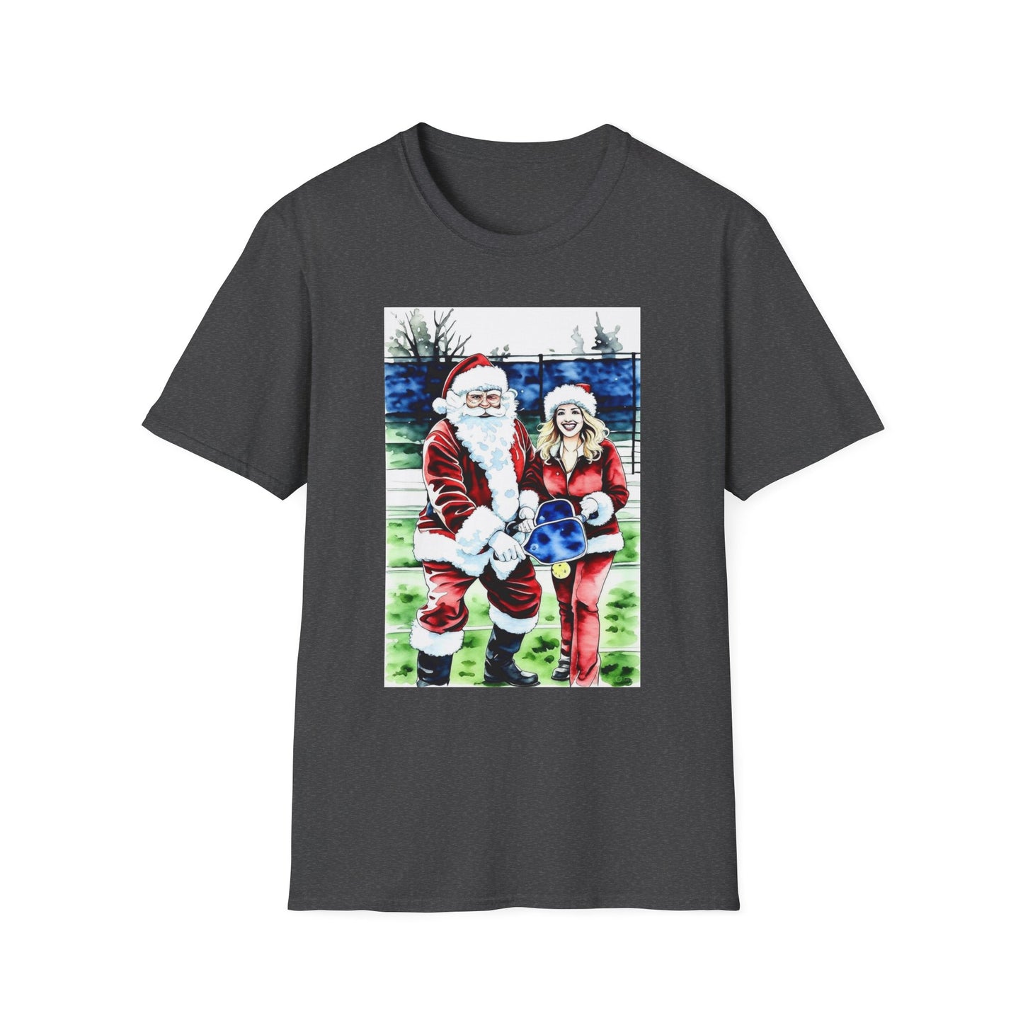Santa Family Pickleball Portrait T-Shirt