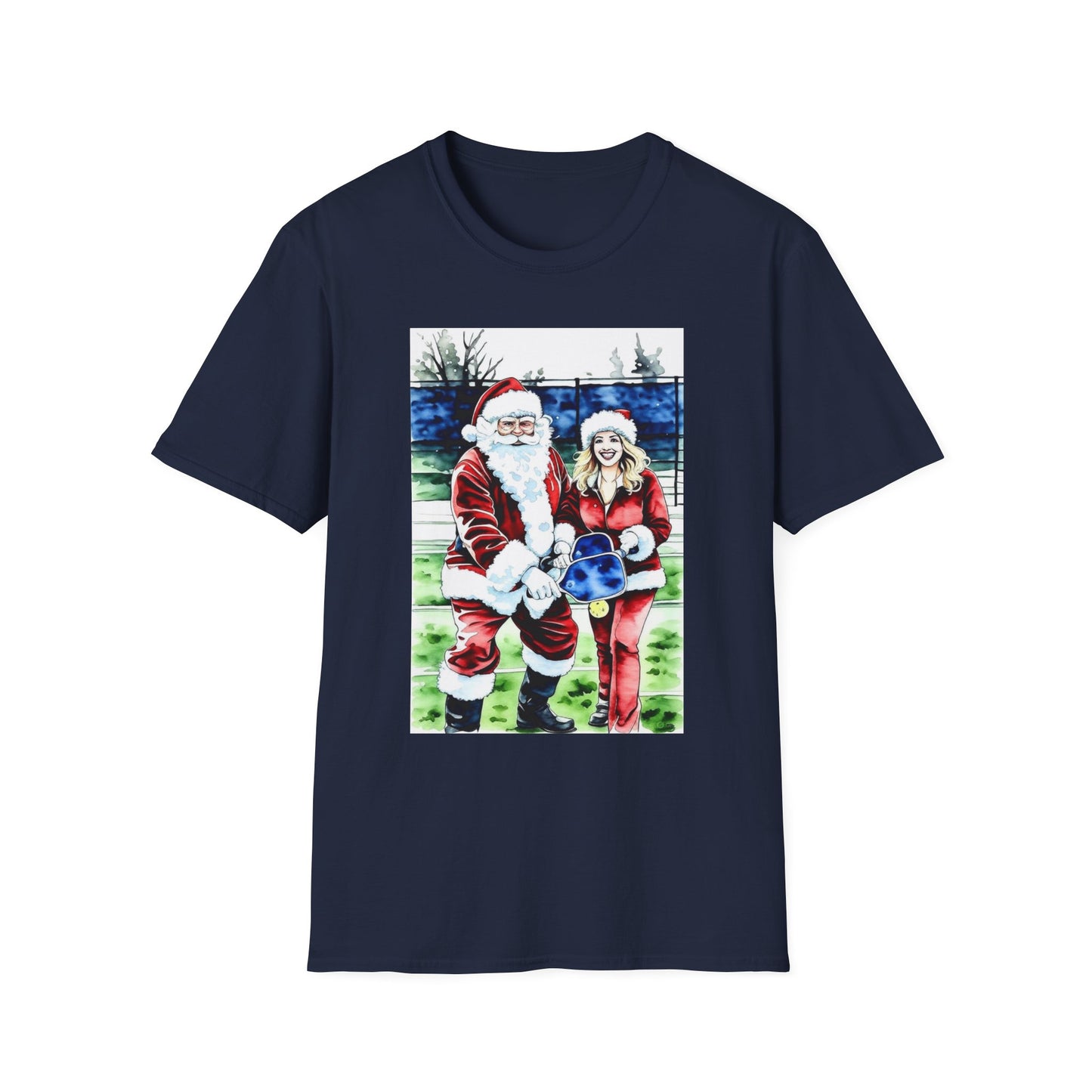 Santa Family Pickleball Portrait T-Shirt