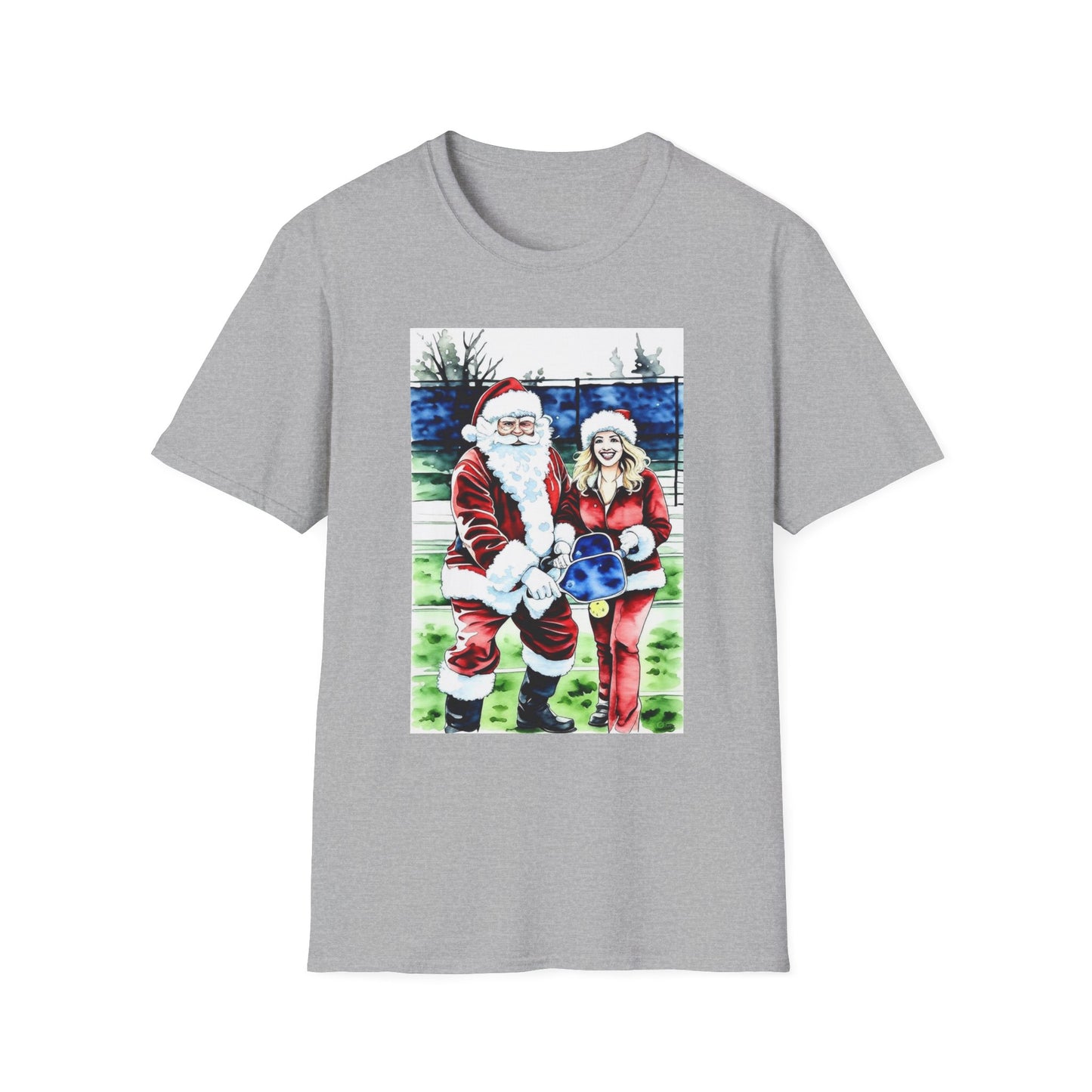 Santa Family Pickleball Portrait T-Shirt