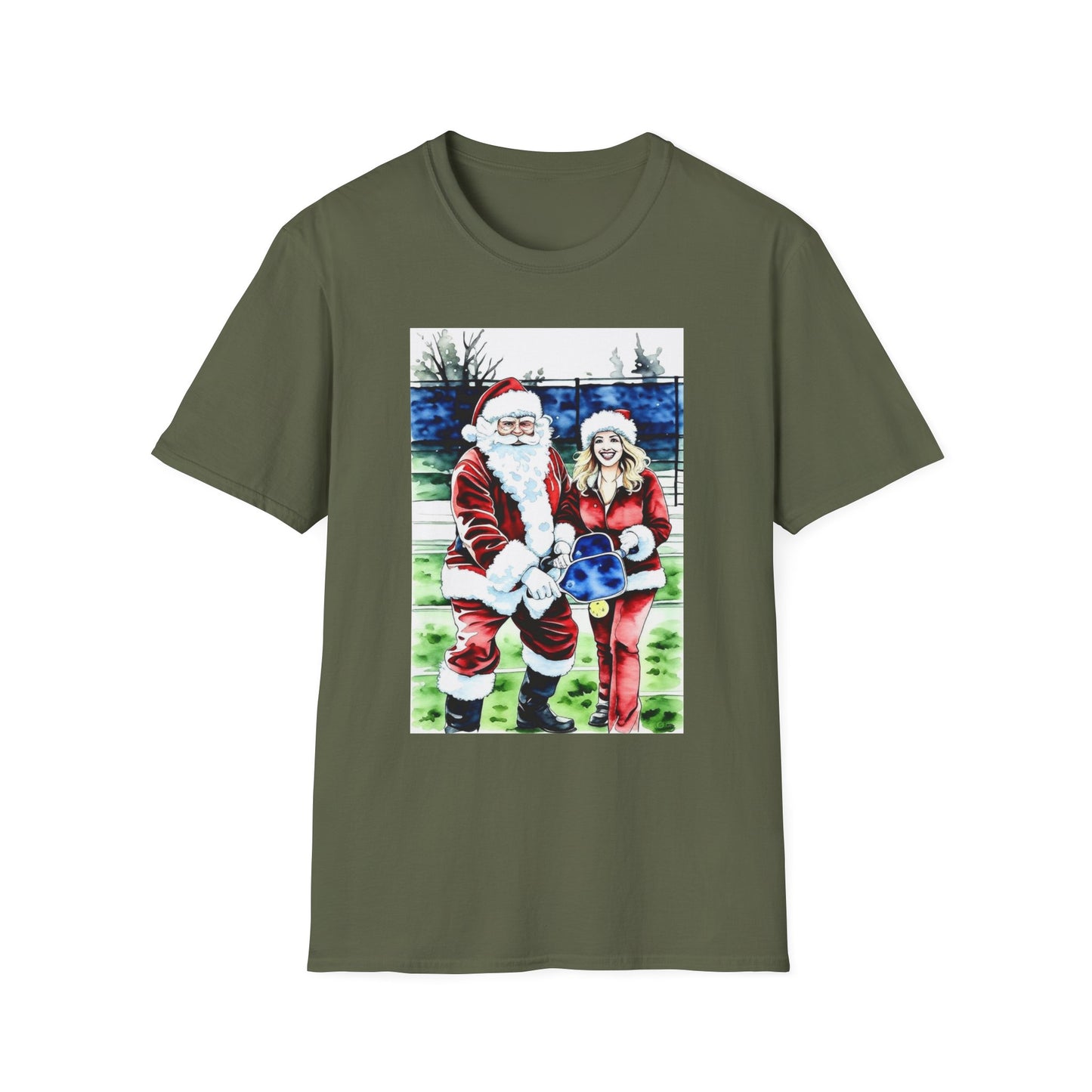 Santa Family Pickleball Portrait T-Shirt