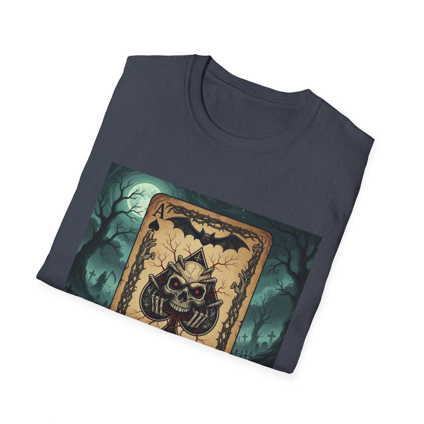 Eerie Ace of Spades Death Card Design Unisex Tee