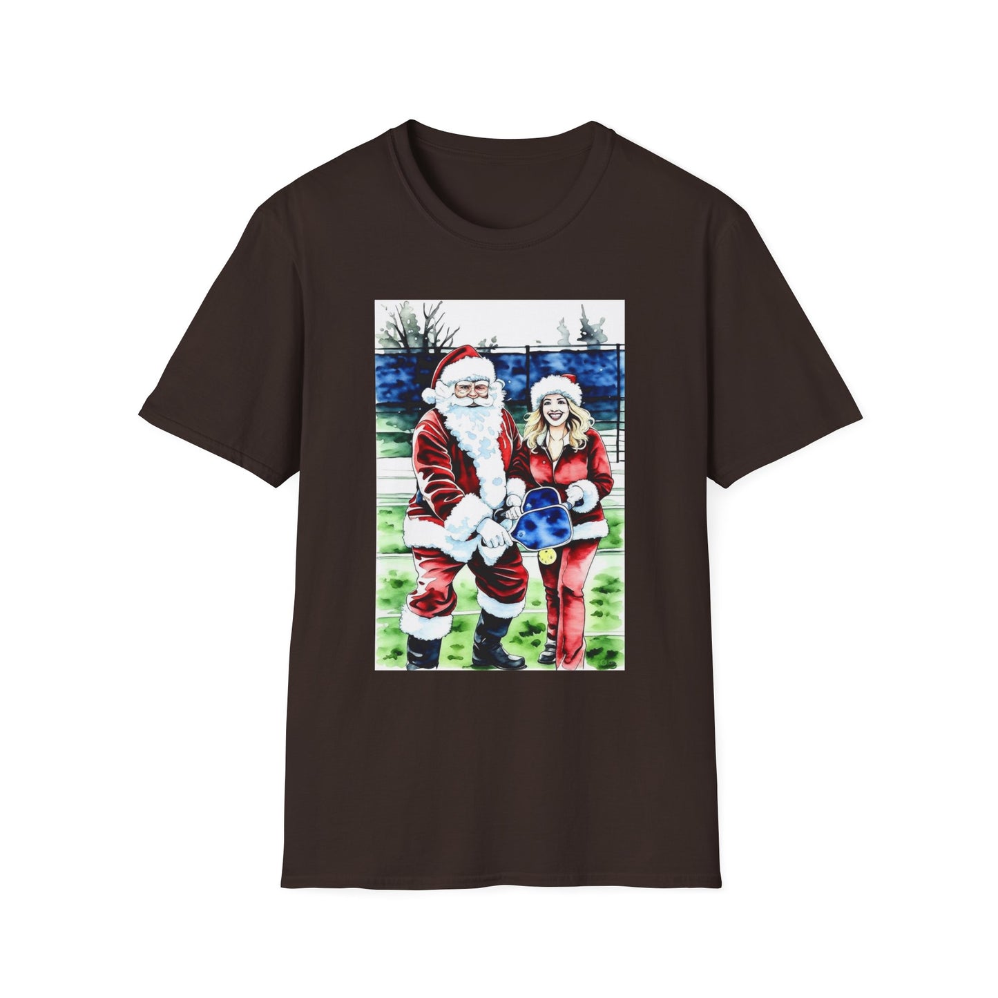 Santa Family Pickleball Portrait T-Shirt