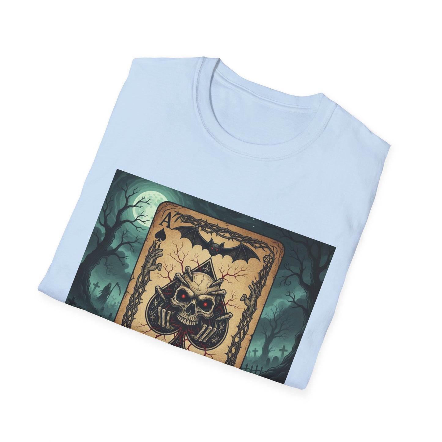 Eerie Ace of Spades Death Card Design Unisex Tee