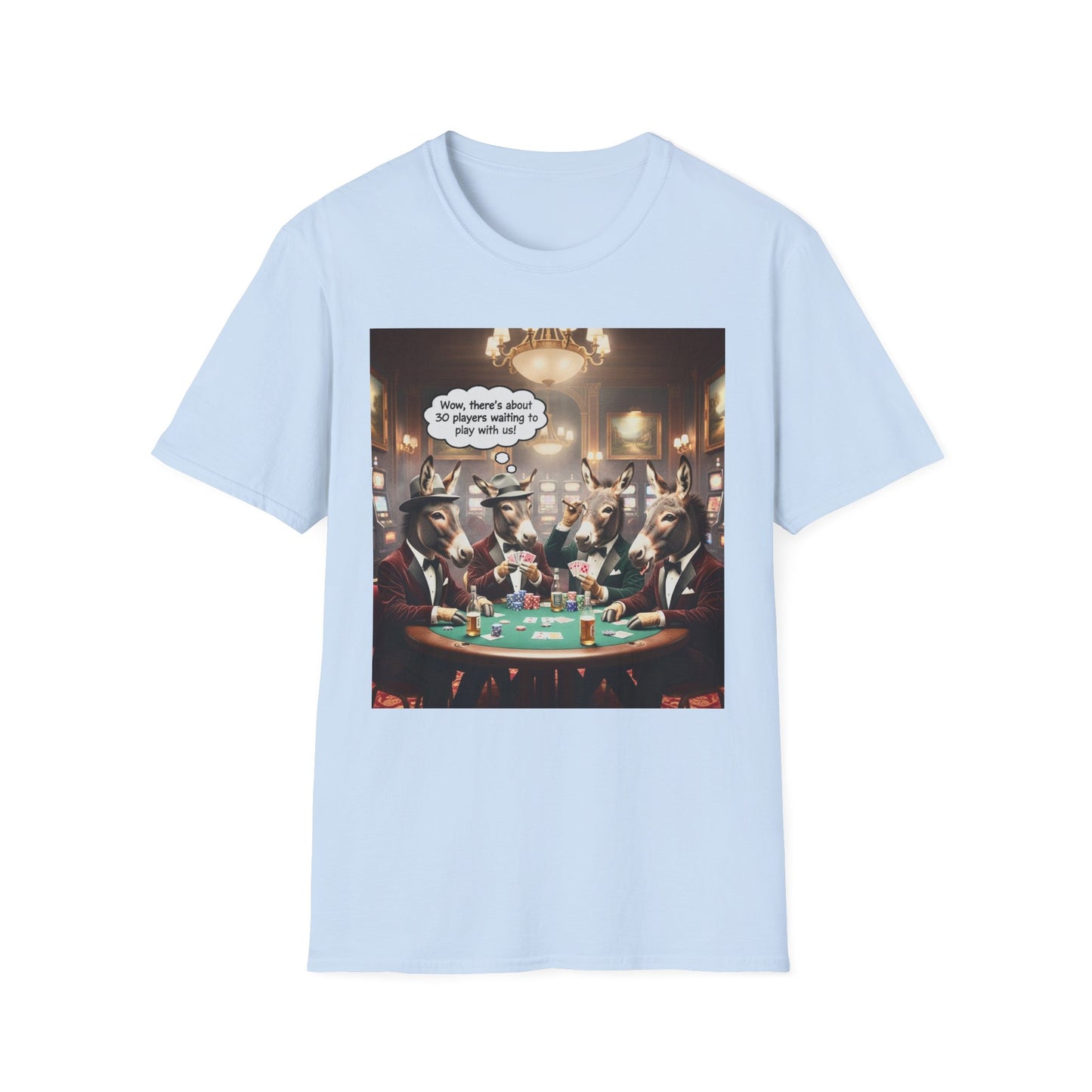 Donkeys Playing Poker T-Shirt — Funny Animal Poker Tee for Game Nights