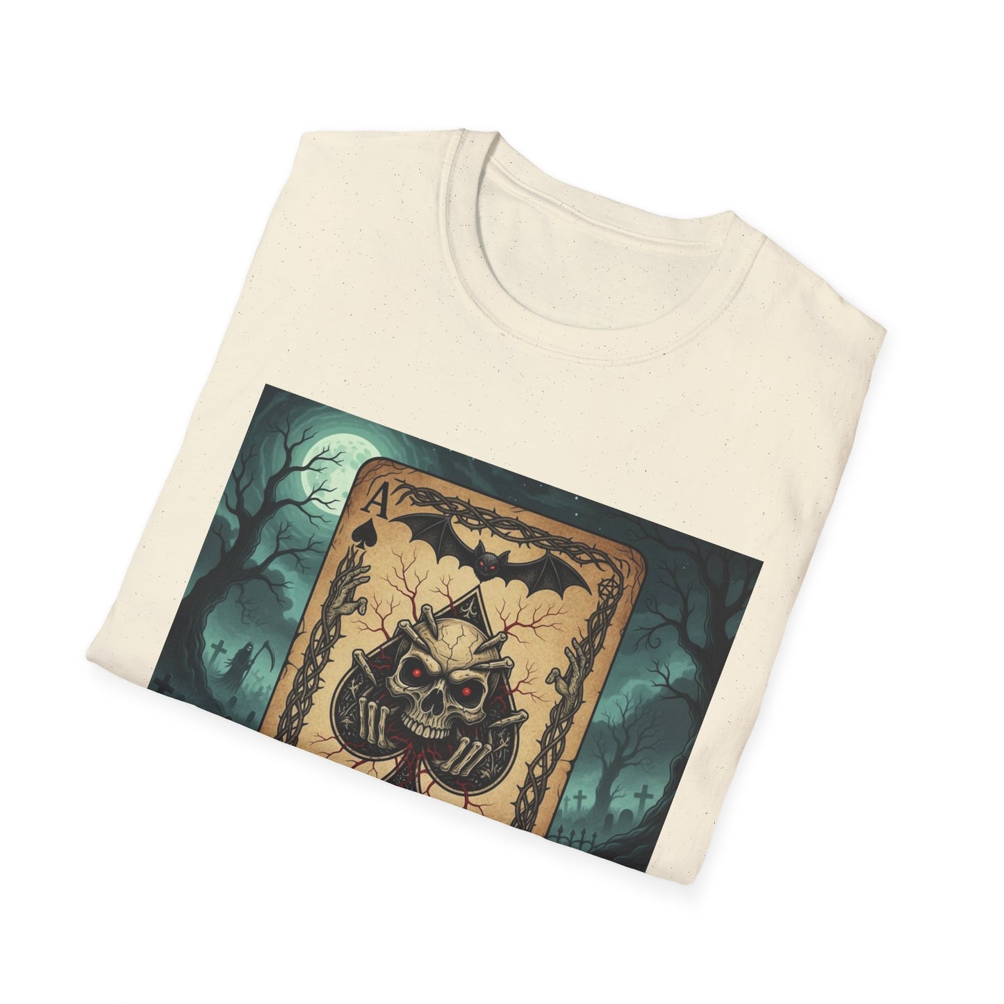 Eerie Ace of Spades Death Card Design Unisex Tee