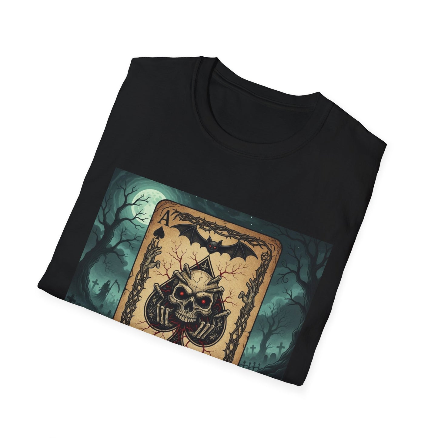 Eerie Ace of Spades Death Card Design Unisex Tee