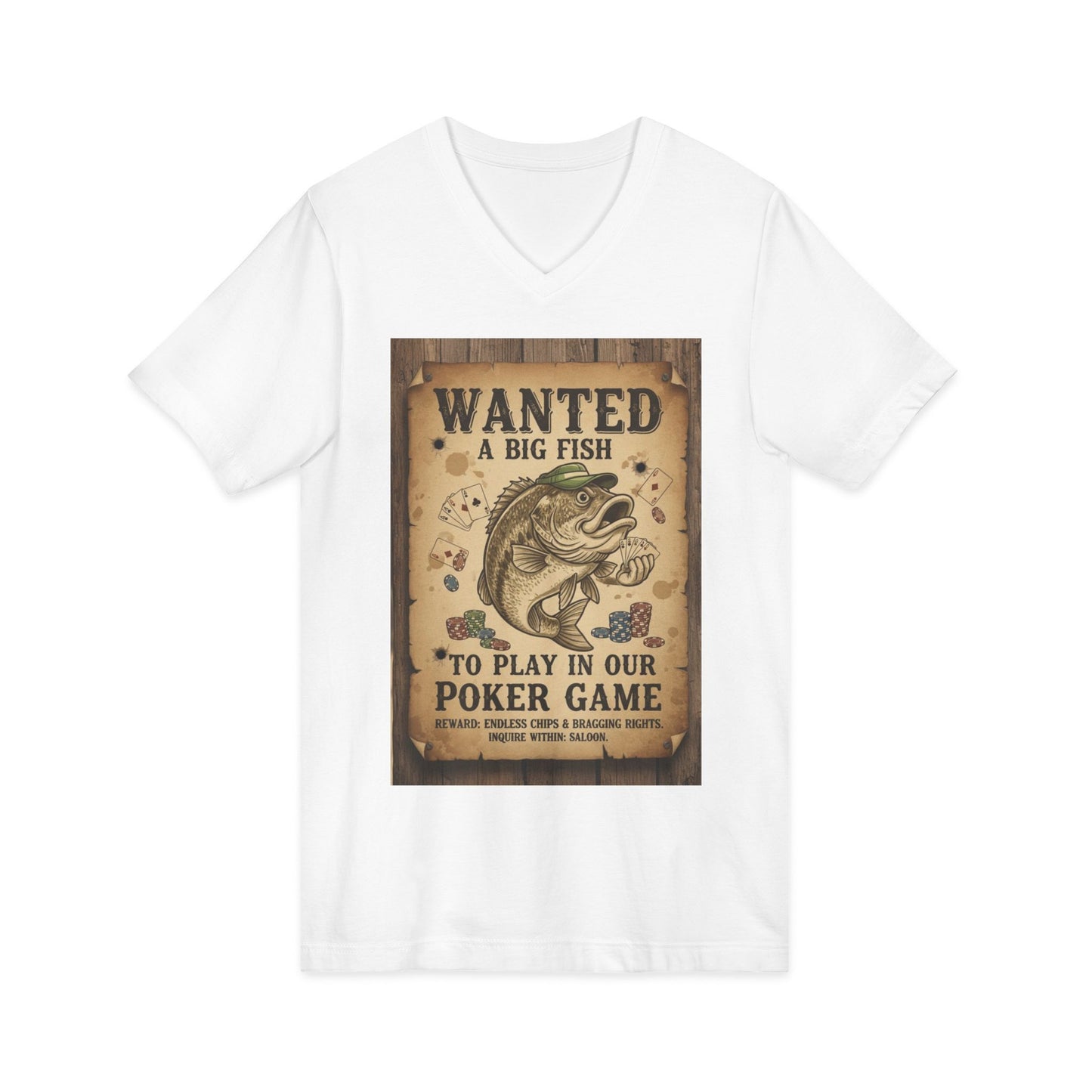 Poker Fish V-Neck Tee