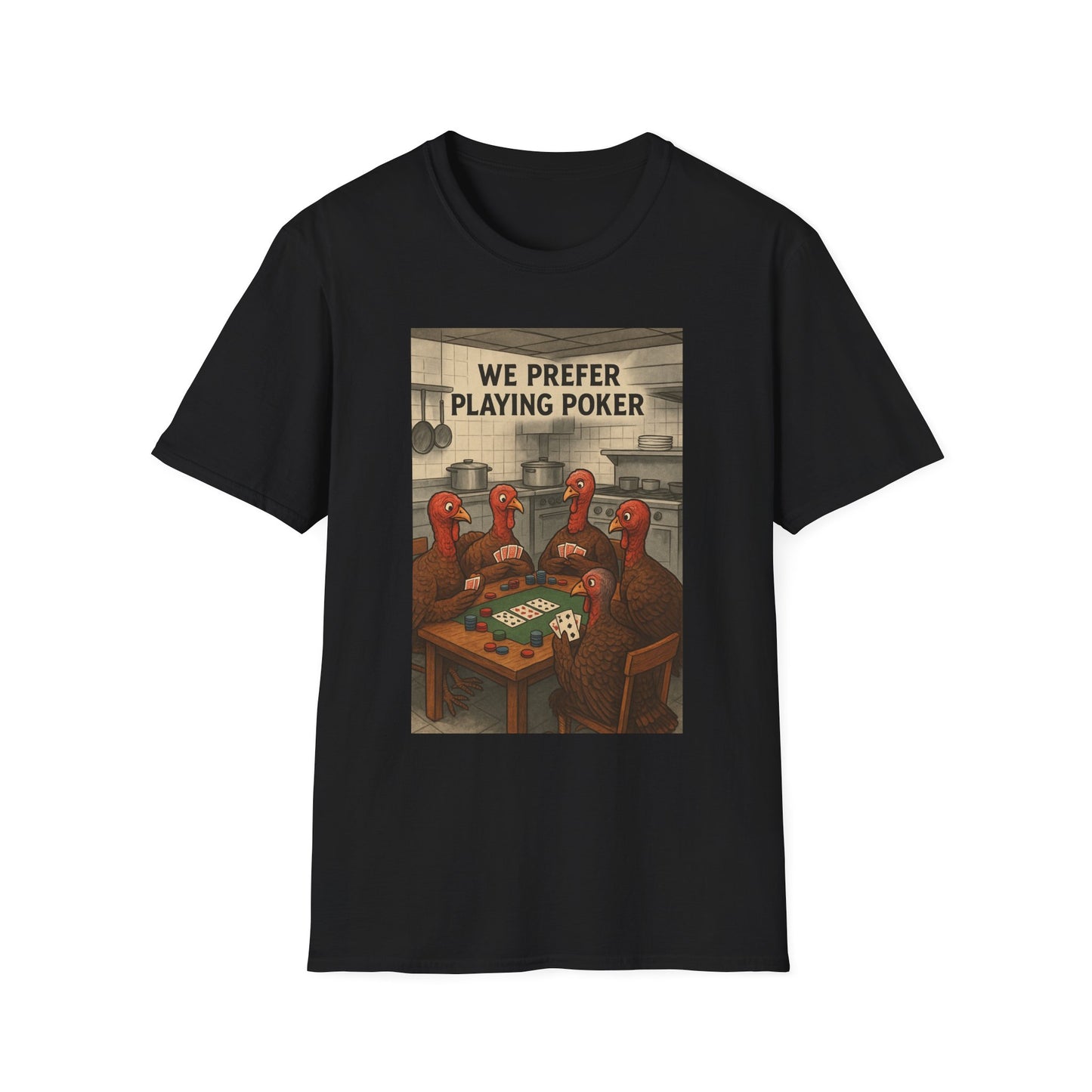 Thanksgiving Poker Playing Turkeys Unisex T-Shirt - Funny Thanksgiving Apparel