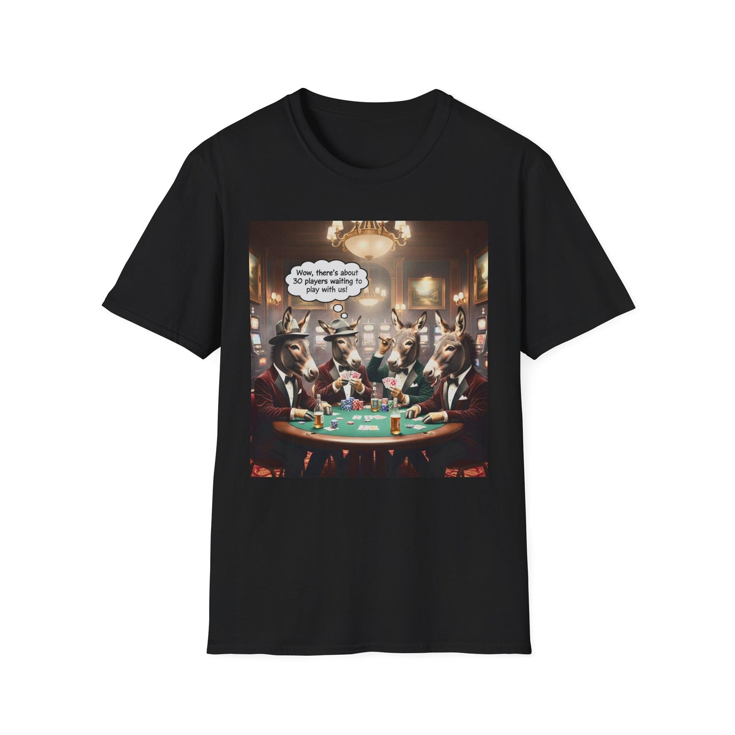 Donkeys Playing Poker T-Shirt — Funny Animal Poker Tee for Game Nights