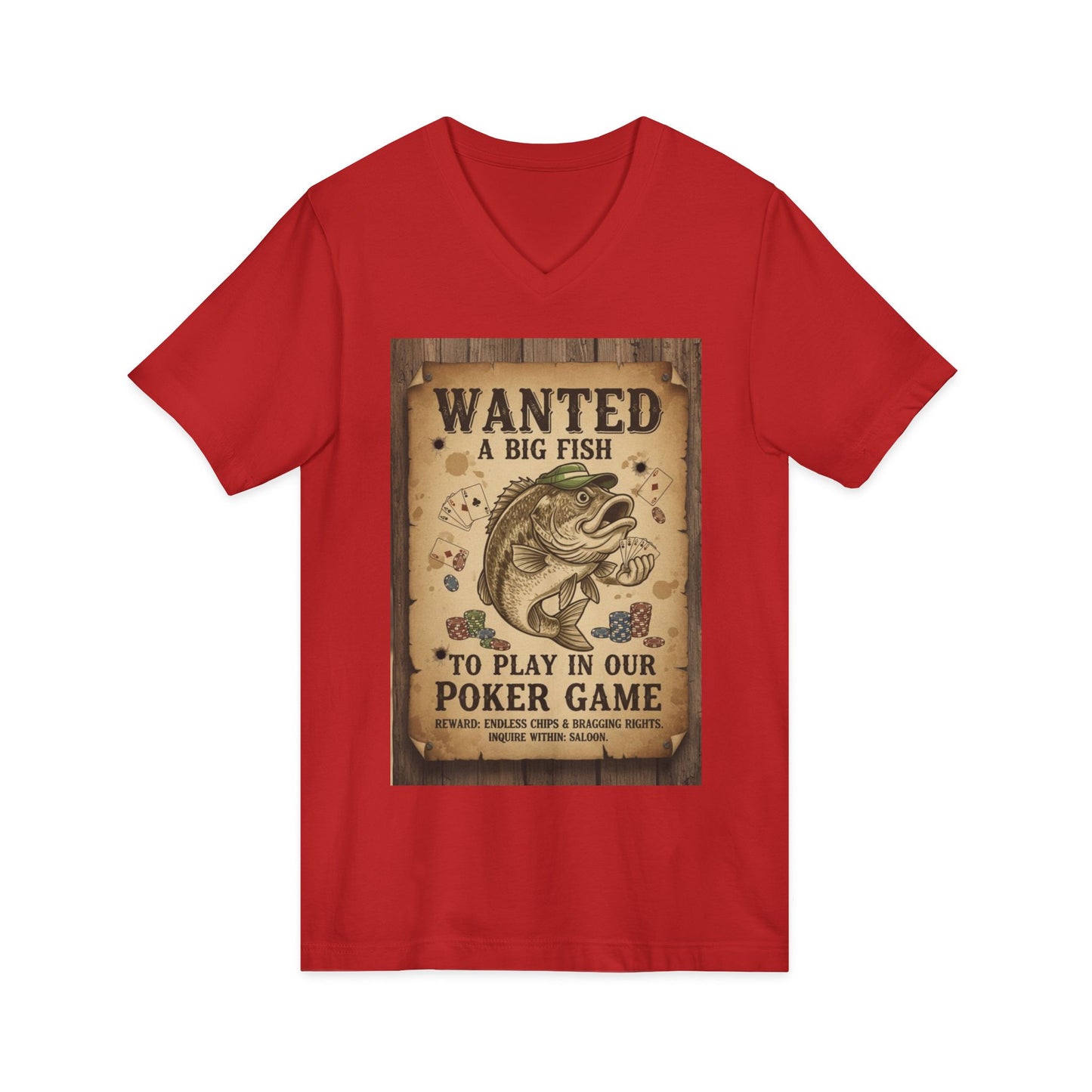 Poker Fish V-Neck Tee